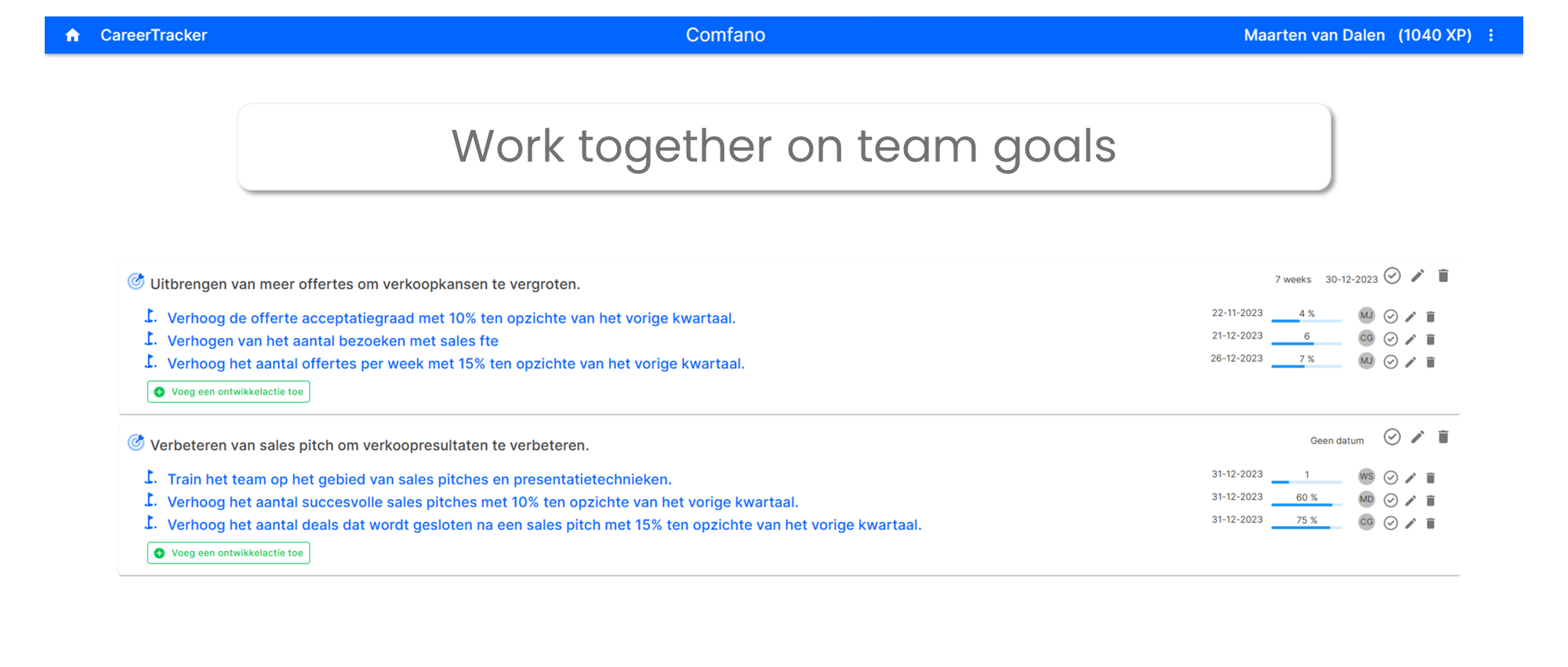 Goals skills feedback
